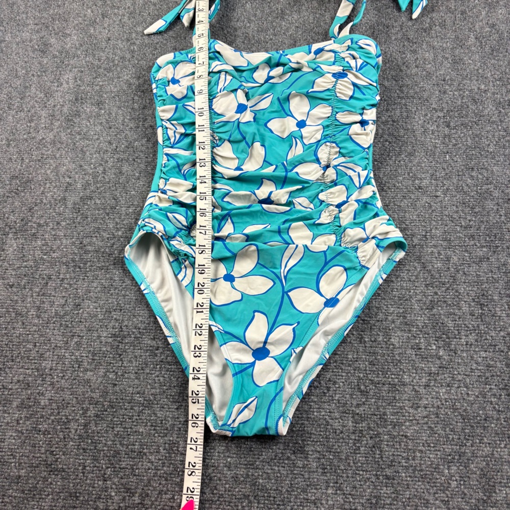 KATE SPADE Women’s Blue “Floral Vines” Bow Shoulder One Piece Swimsuit - Small - Picture 5 of 10